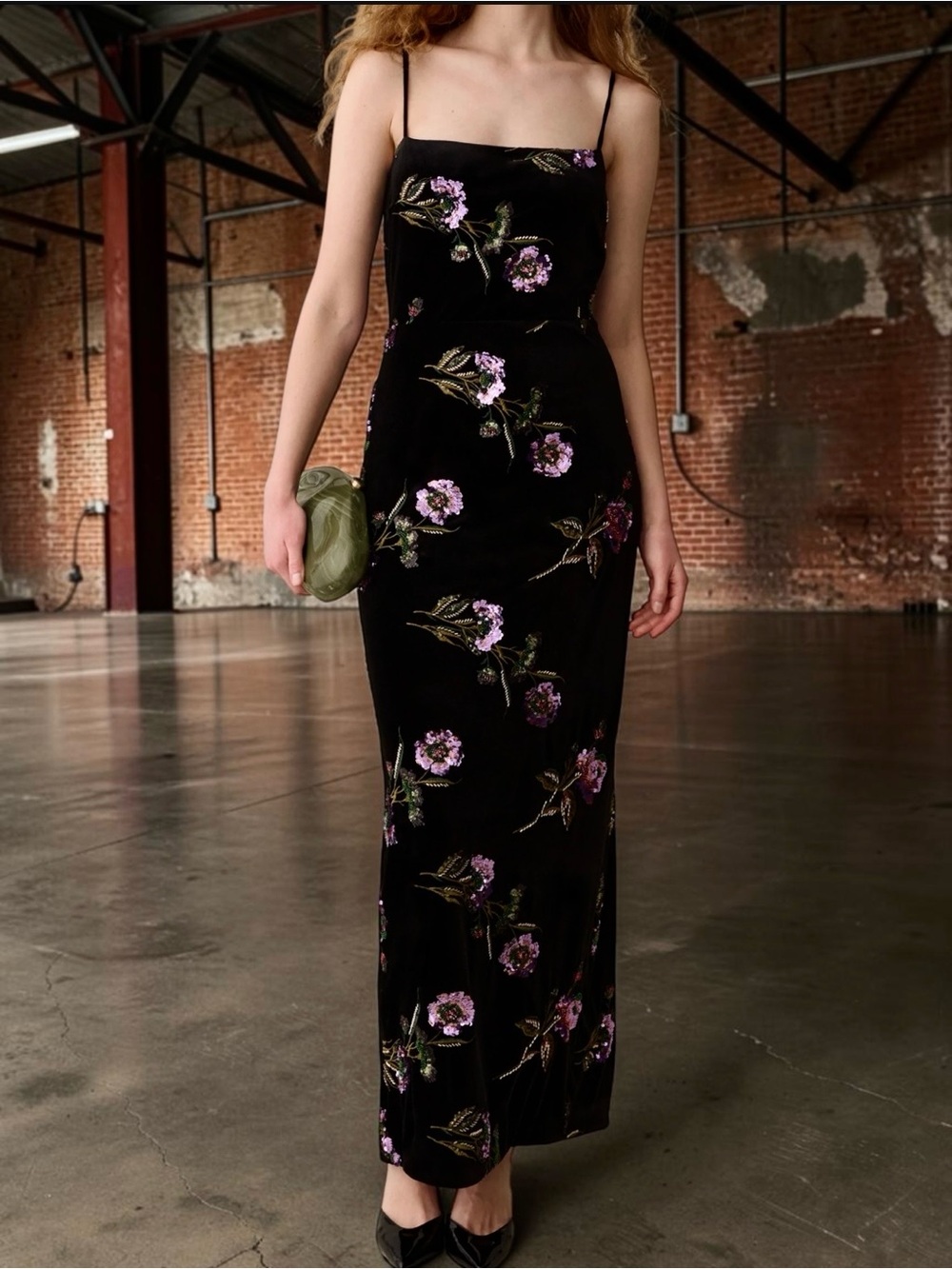 Sorella Few Moda Vionette Dress Sequin Maxi Purple Green Black NWT